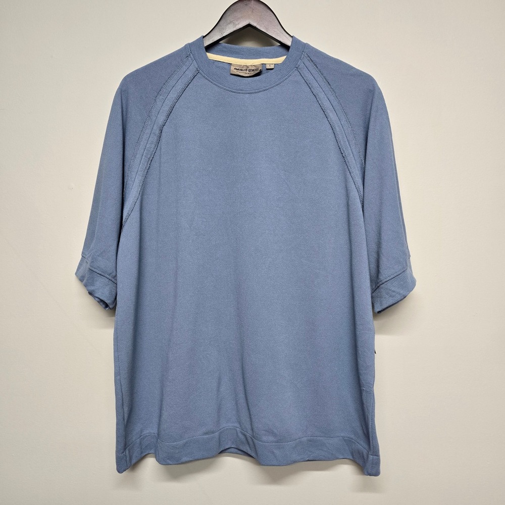 Amongst Others Short Sleeve Sweatshirt Mens L Blue Fin Raglan Streetwear